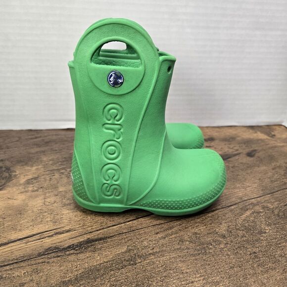 Crocs Other - Crocs Handle It Rain Boots Green Waterproof Slip On Kids Shoe Size C7